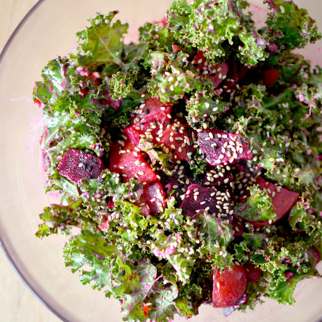 Kale + Beet Salad with Sakura Shoyu Vinaigrette Umami Mart