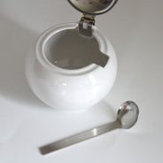 White Condiment Pot w. Spoon