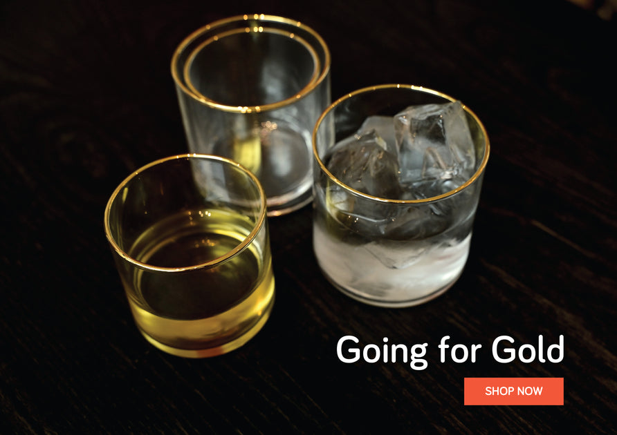 Circle Glasses come in two sizes – 7 oz and 11 oz – that nest within each other, displayed on a black table. Each size comes in a pack of six. Get one size, or both to complete the set!
