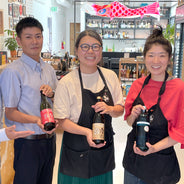 Yusuke Morishita of Tosatsuru Brewery at Umami Mart with Kayoko and Yoko