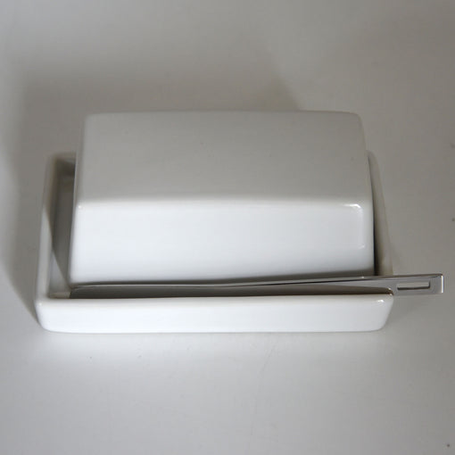 White Butter Dish w. Knife