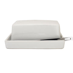 White Butter Dish w. Knife